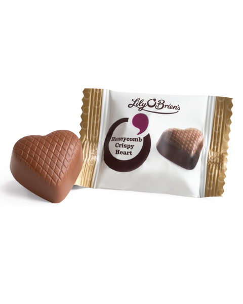 Honeycomb Crispy Heart, Milk Chocolate 14g.