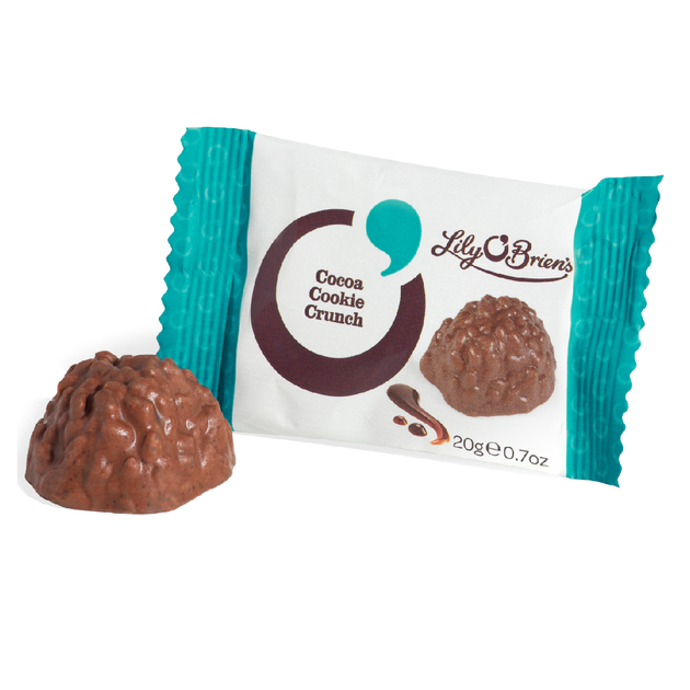Lily O'Brien's Milk Chocolate Cocoa Cookie Crunch, individually wrapped.